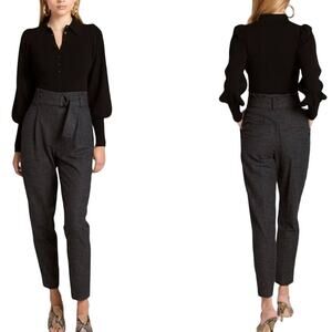 A.L.C. NWOT Diego Belted High Waisted Pinstripe Tapered Pant Gray Size 6 Pleated